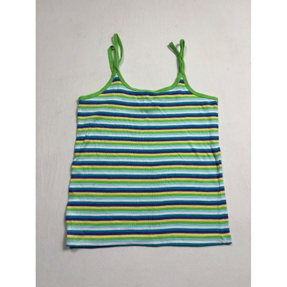 Circo Women's Striped Camisole Tank Top Green Straps Cotton S Spaghetti